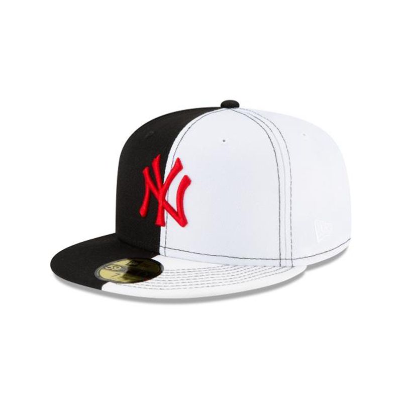 MLB New York Yankees Split Crown 59Fifty Fitted (VNO5093) - Black New Era Caps